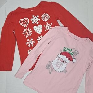 Lot Of 2 Girls Long-sleeve Holiday Shirts